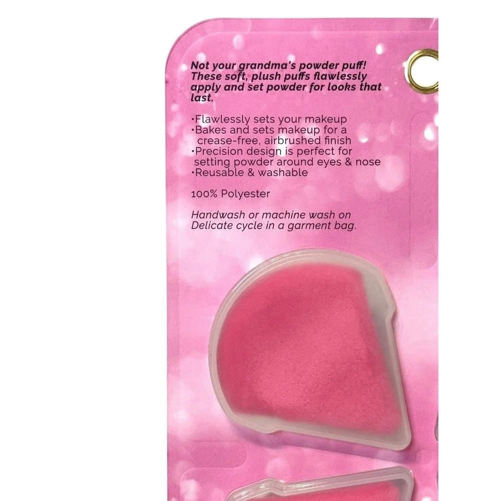 Glitz & Glam Pink Rhinestone Makeup Brush Holder Powder Spinge W/Case 2pc Bundle